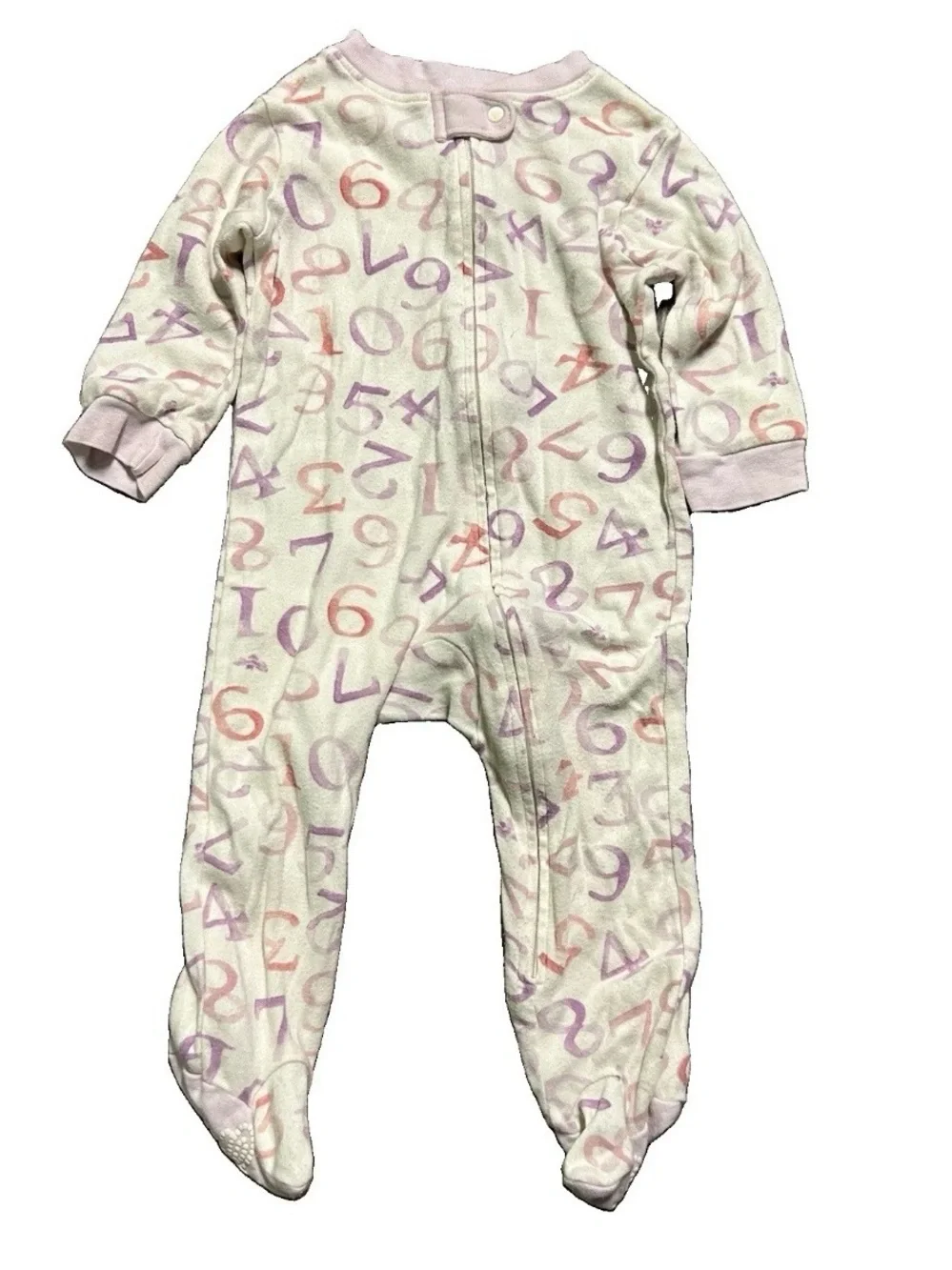 Baby Girl Footie Pajamas Letters Sun Whale 2 Way Zipper Size 6-9 Months